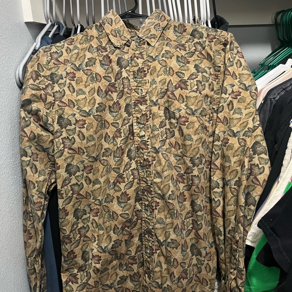 Catalina Leaf Pattern Shirt - Earthy Tones